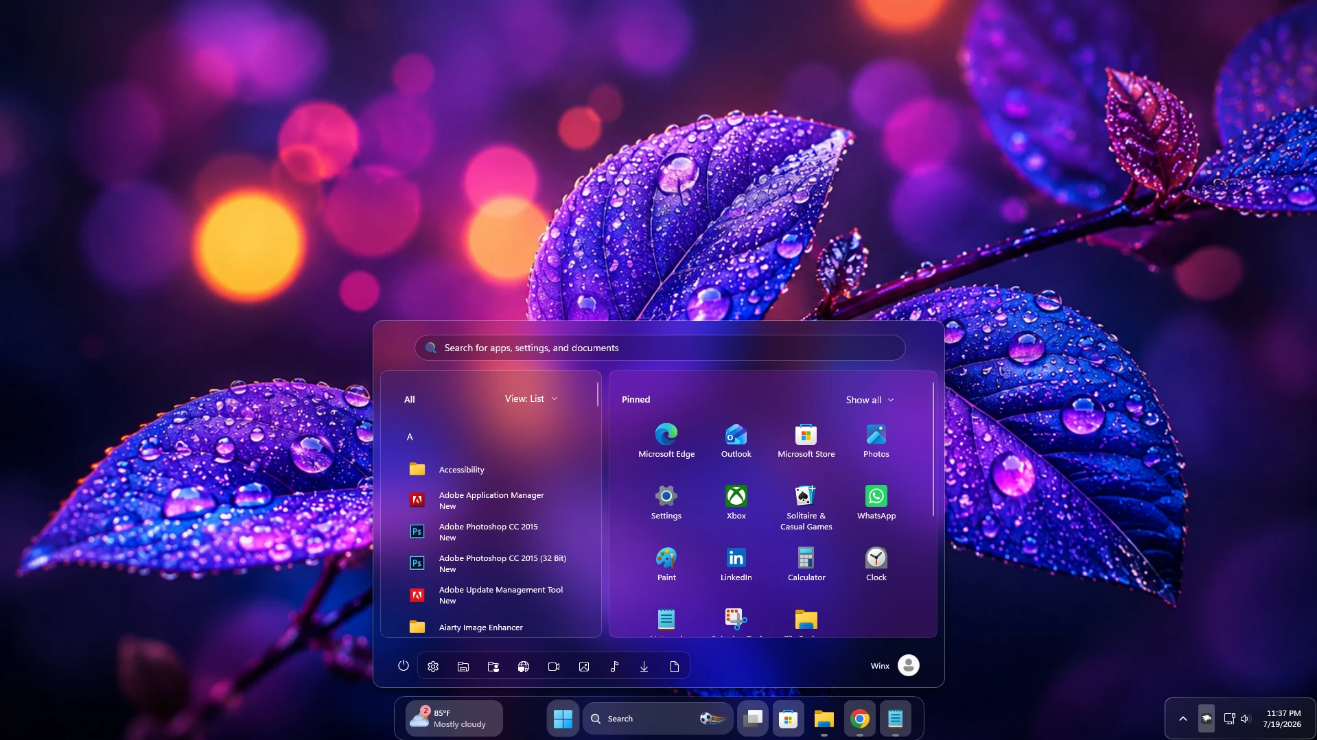 Amazing Glass Start Menu Style for Windows 11 using Windhawk