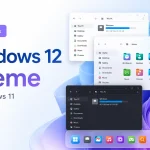 Windows 12 Theme for Windows 11 with futuristic glass desktop design